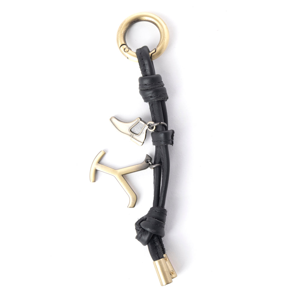 Myra Yellowstone Longhorn Leather Key Fob in Midnight Bridle Myra USA