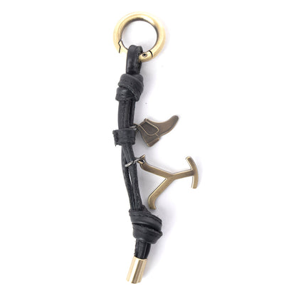 Myra Yellowstone Longhorn Leather Key Fob in Midnight Bridle Myra USA