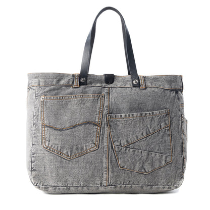 Myra Billyjean Western denim Tote Bag for Women in denim black with leather detail Myra USA