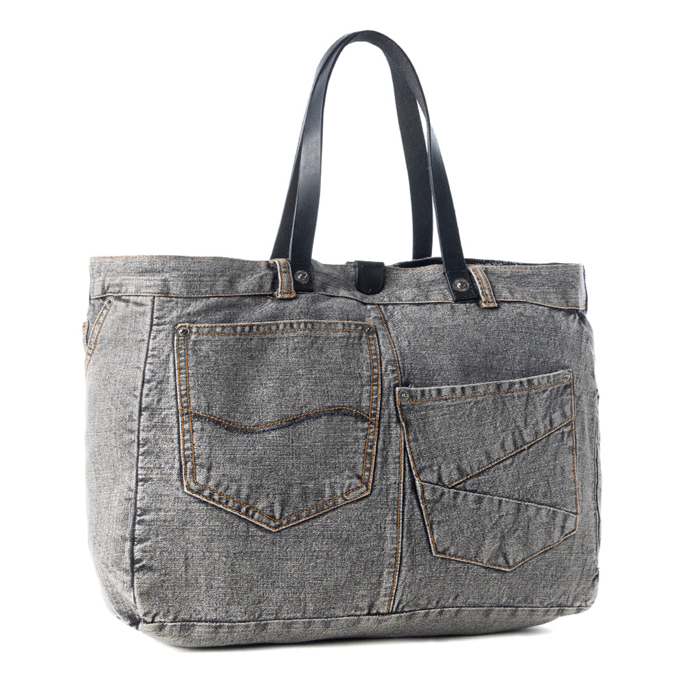Myra Billyjean Western denim Tote Bag for Women in denim black with leather detail Myra USA