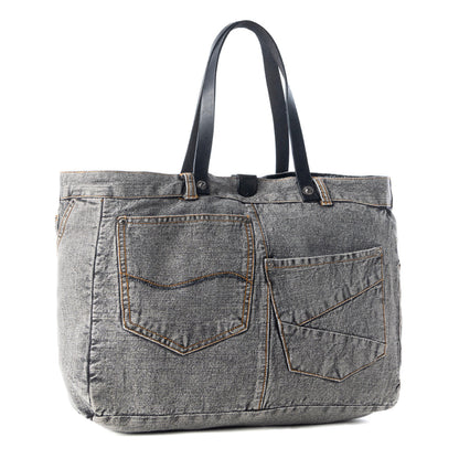 Myra Billyjean Western denim Tote Bag for Women in denim black with leather detail Myra USA