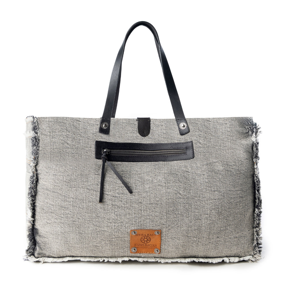 Myra Frayed Frontier Western denim Tote Bag for Women in denim black with fringe detail Myra USA