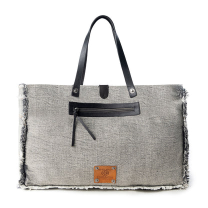 Myra Frayed Frontier Western denim Tote Bag for Women in denim black with fringe detail Myra USA