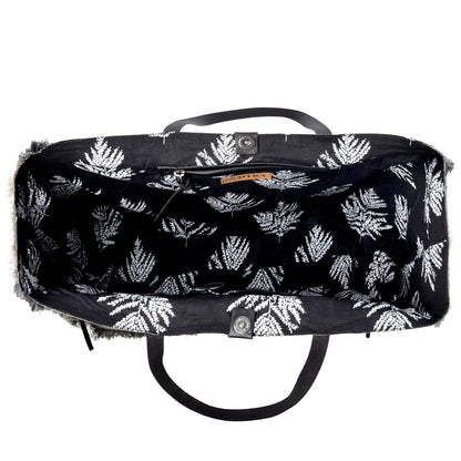 Myra Frayed Frontier Western denim Tote Bag for Women in denim black with fringe detail Myra USA