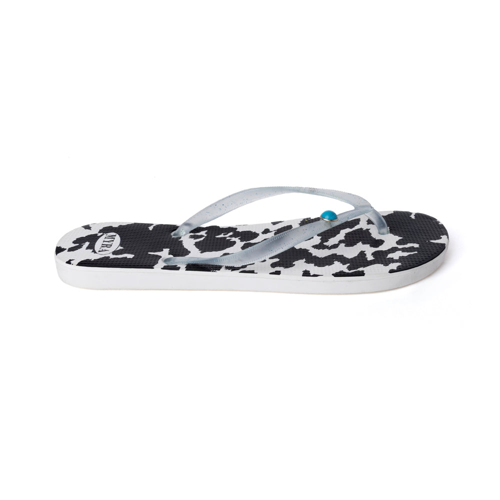 Myra Shadow Ranch Cowhide Slippers in Stormhorn Black Myra USA