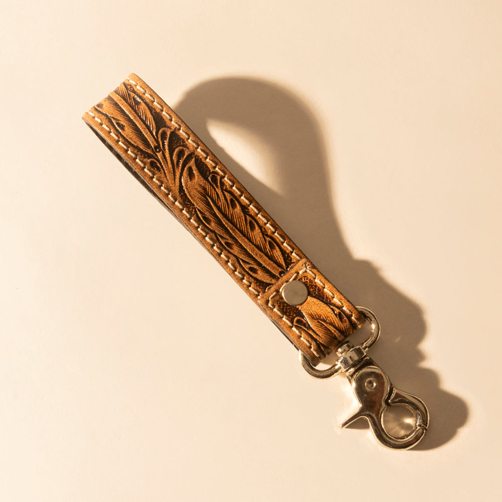 Myra Hide Inlay Western Key Fob in tan with hairon detail Myra USA