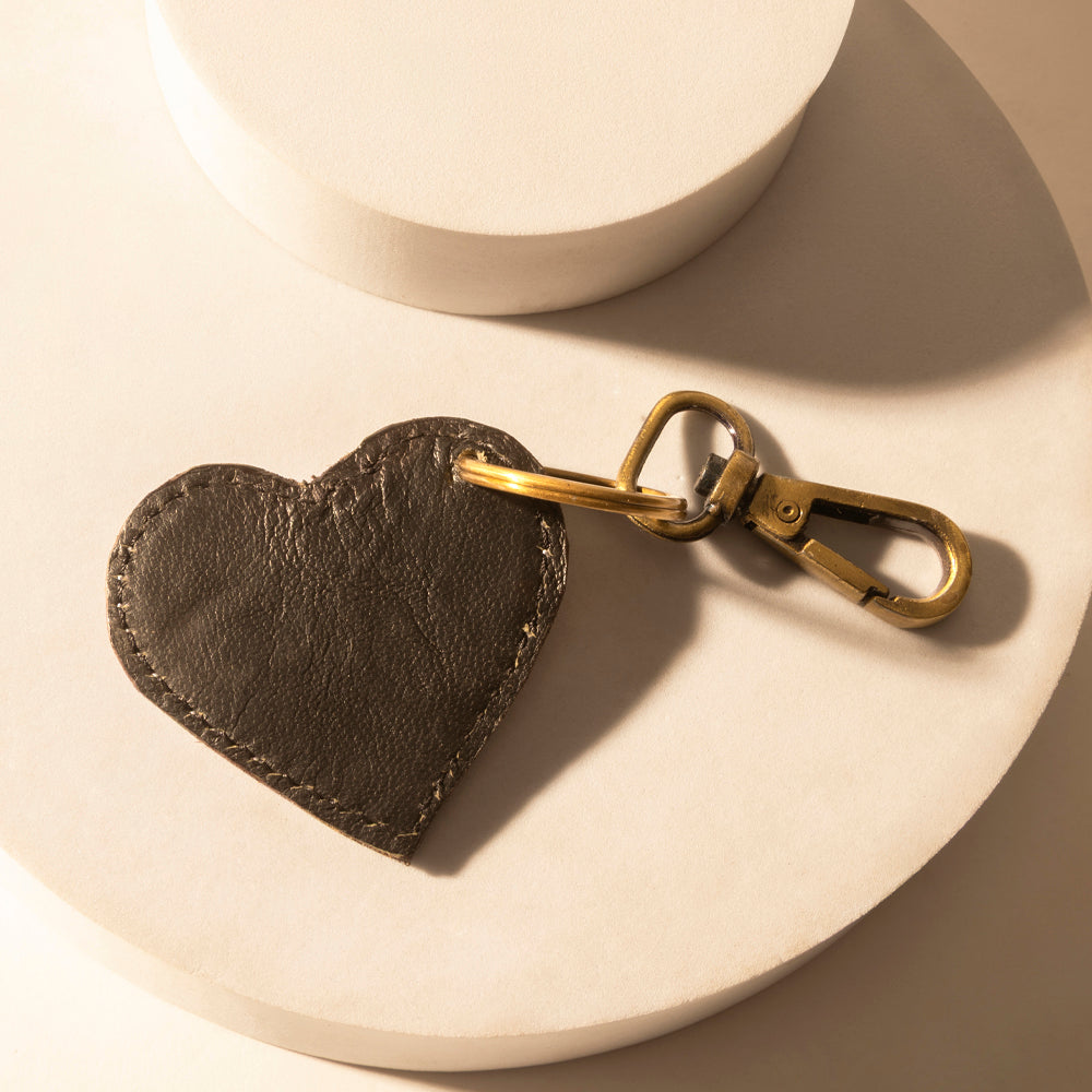 Myra Moonhide Heart Western Key Fob in light brown with hairon detail Myra USA