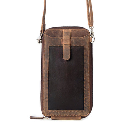 Myra Wildtouch Western Phone Crossbody in dark brown with leather detail Myra USA