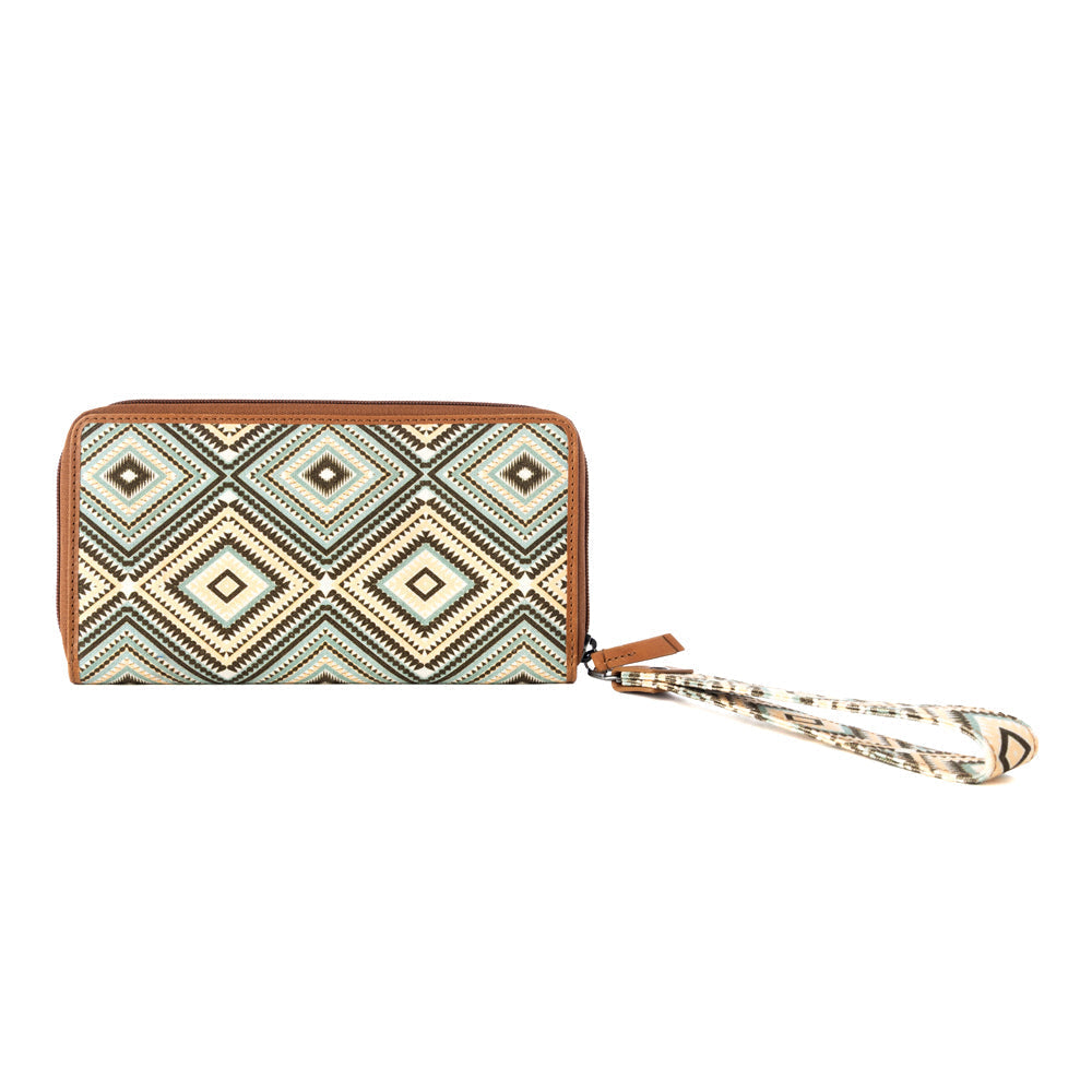 Myra Kilim Trail Western Wallet for Women in brown with leather detail and RFID protection Myra USA