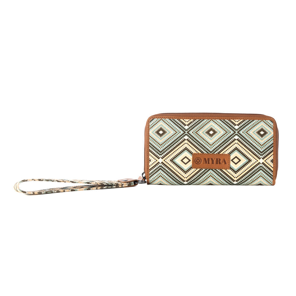 Myra Kilim Trail Western Wallet for Women in brown with leather detail and RFID protection Myra USA