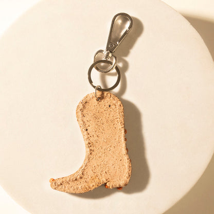 Myra Copper Bay Boot Handtooled Leather Key Fob in Rust Orange Myra USA