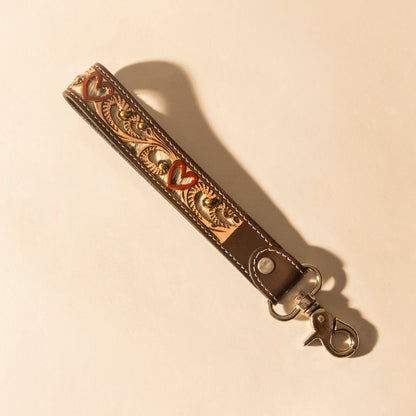 Myra Wildhue Western Key Fob in brown with handtooled detail Myra USA