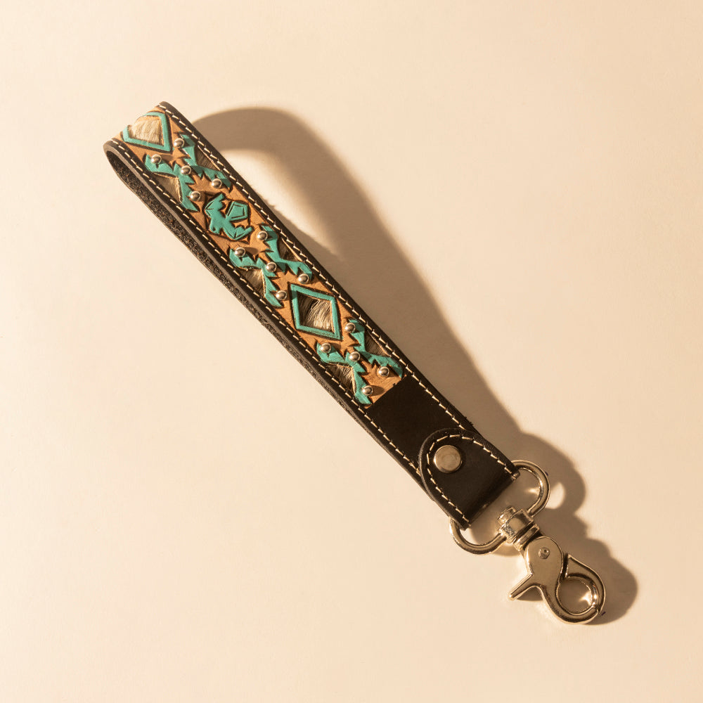 Myra Wildhue Western Key Fob in black with turquoise hand painted detail Myra USA