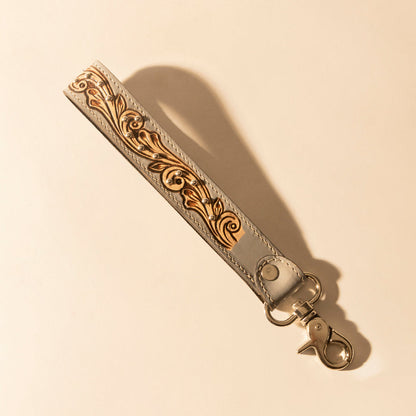 Myra Wildhue Western Key Fob in grey with handtooled detail Myra USA