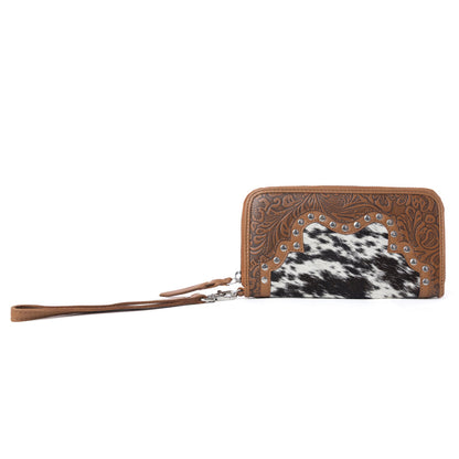 Myra Sunset Ridge Handtooled Hairon Leather Wallet in Honey Snow Myra USA