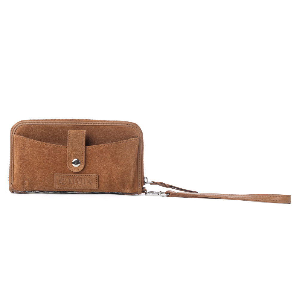 Myra Sunset Ridge Handtooled Hairon Leather Wallet in Honey Snow Myra USA