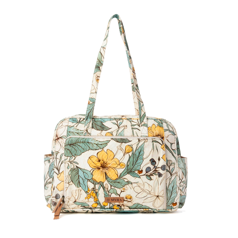 Myra Sunnyfield Cotton Diaper Bag in Ochre Fern Myra USA