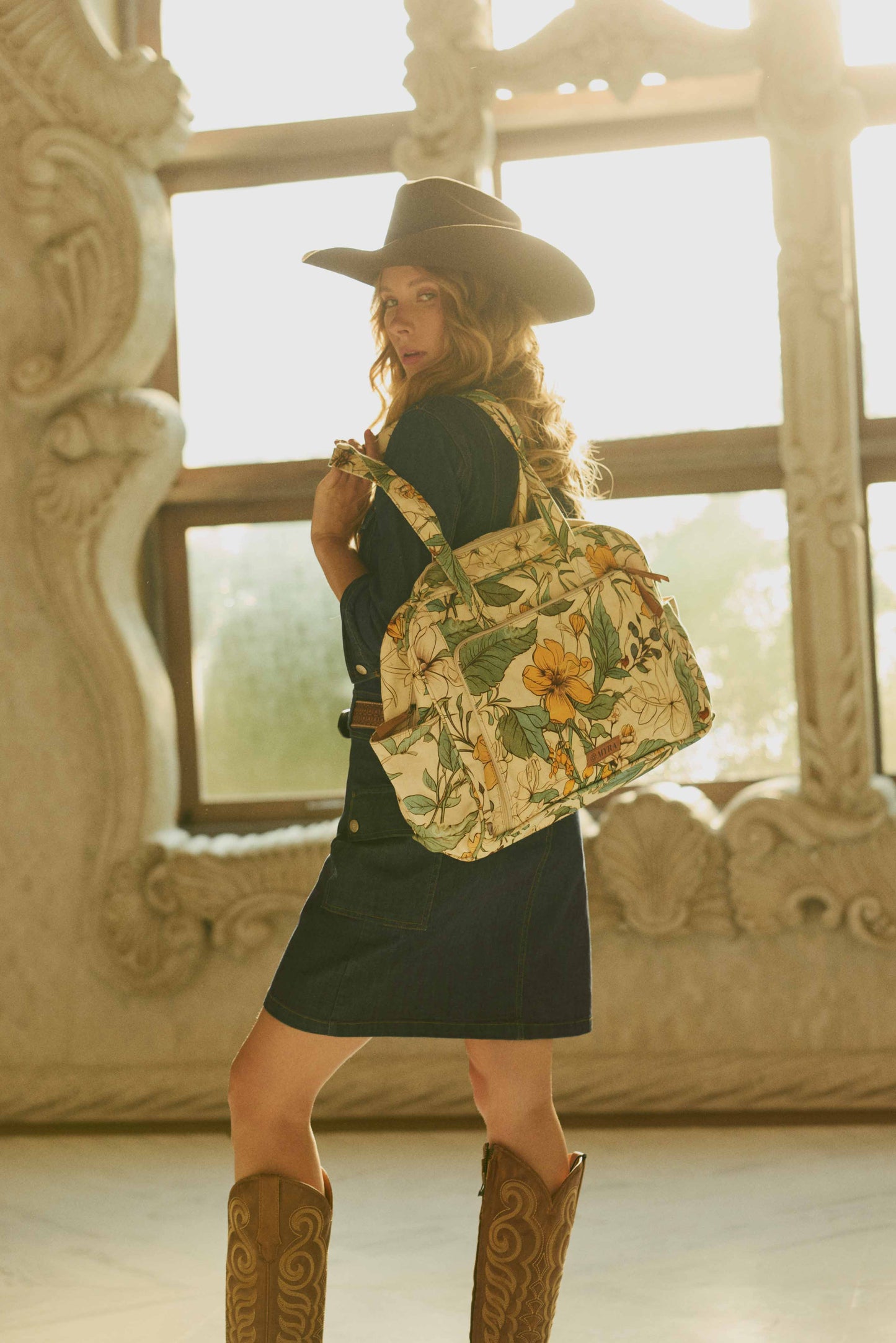 Myra Sunnyfield Cotton Diaper Bag in Ochre Fern Myra USA