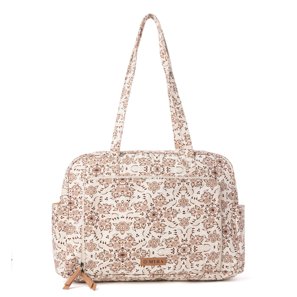 Myra Sunnyfield Cotton Diaper Bag in Mocha Beige Myra USA