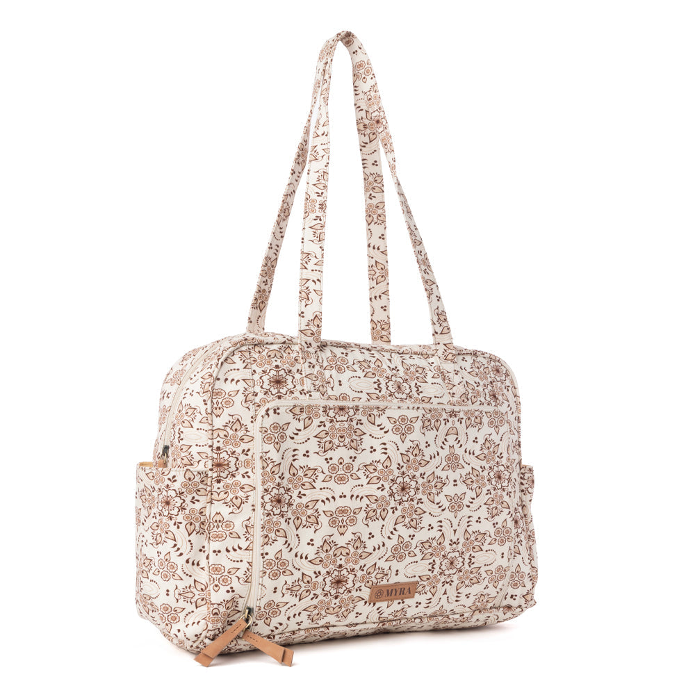 Myra Sunnyfield Cotton Diaper Bag in Mocha Beige Myra USA