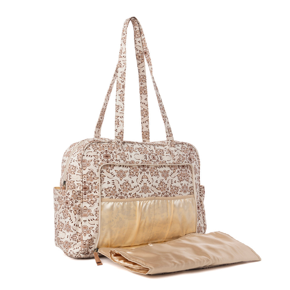 Myra Sunnyfield Cotton Diaper Bag in Mocha Beige Myra USA