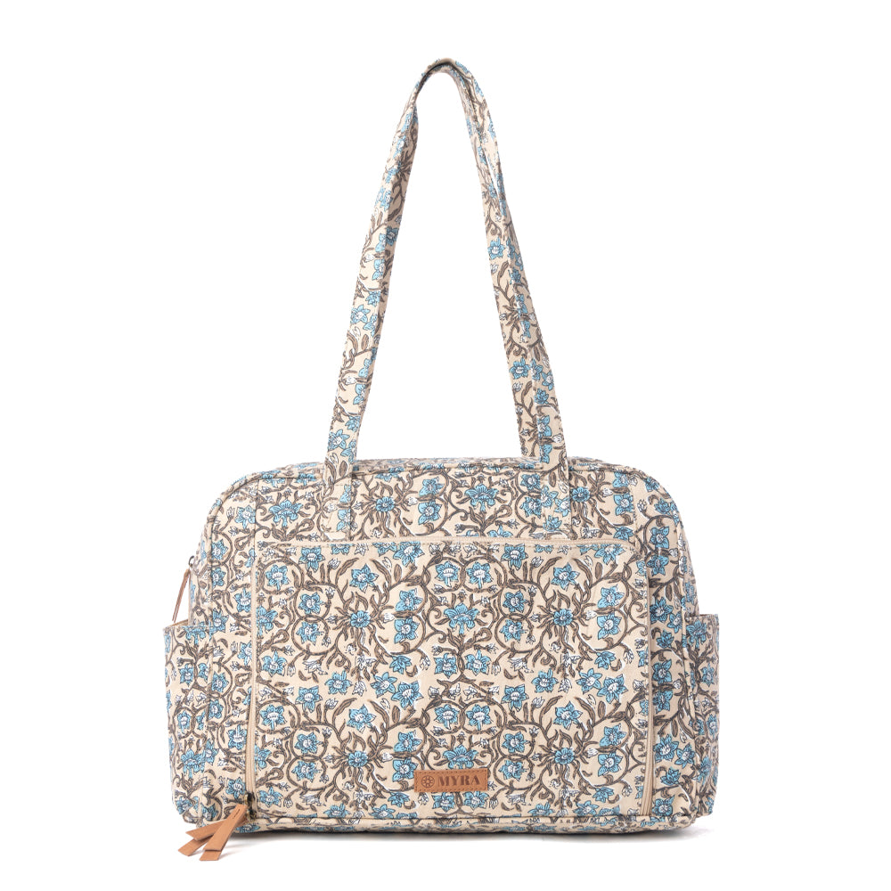 Myra Sunnyfield Cotton Diaper Bag in Dusty Teal Myra USA