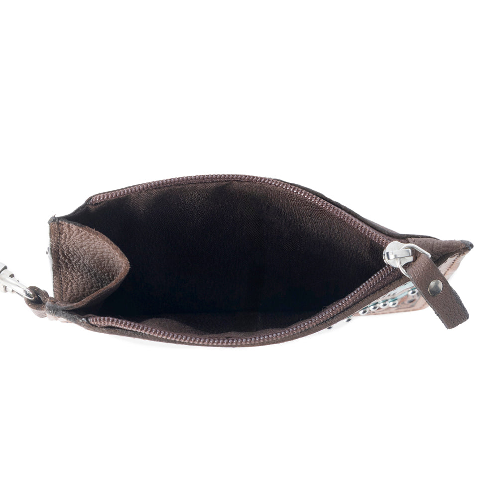 Myra Hand Hewn Western Card Holder for Women in Brown & Turquoise with handtooled detail Myra USA