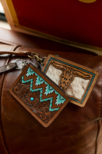 Myra Hand Hewn Western Card Holder for Women in Khaki with hairon detail Myra USA