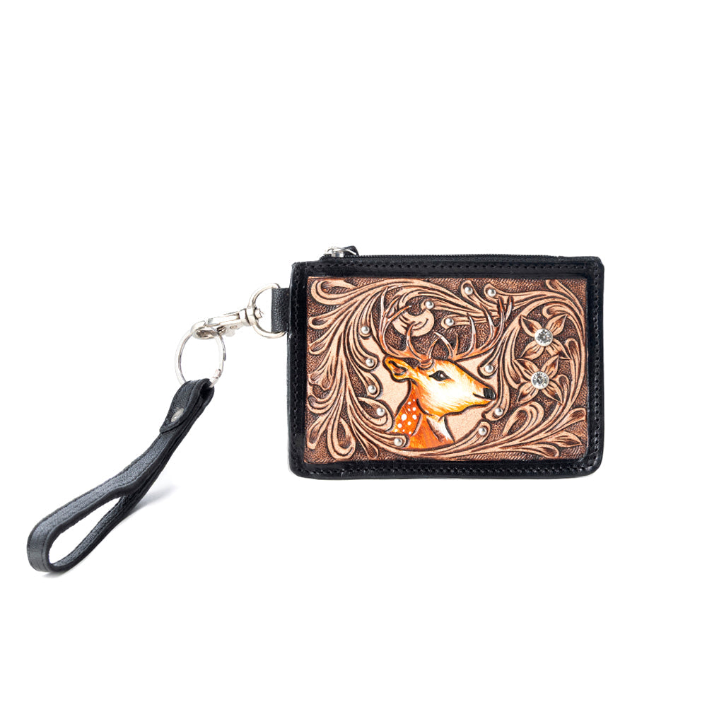 Myra Hand Hewn Western Card Holder for Women in Brown with handtooled detail Myra USA
