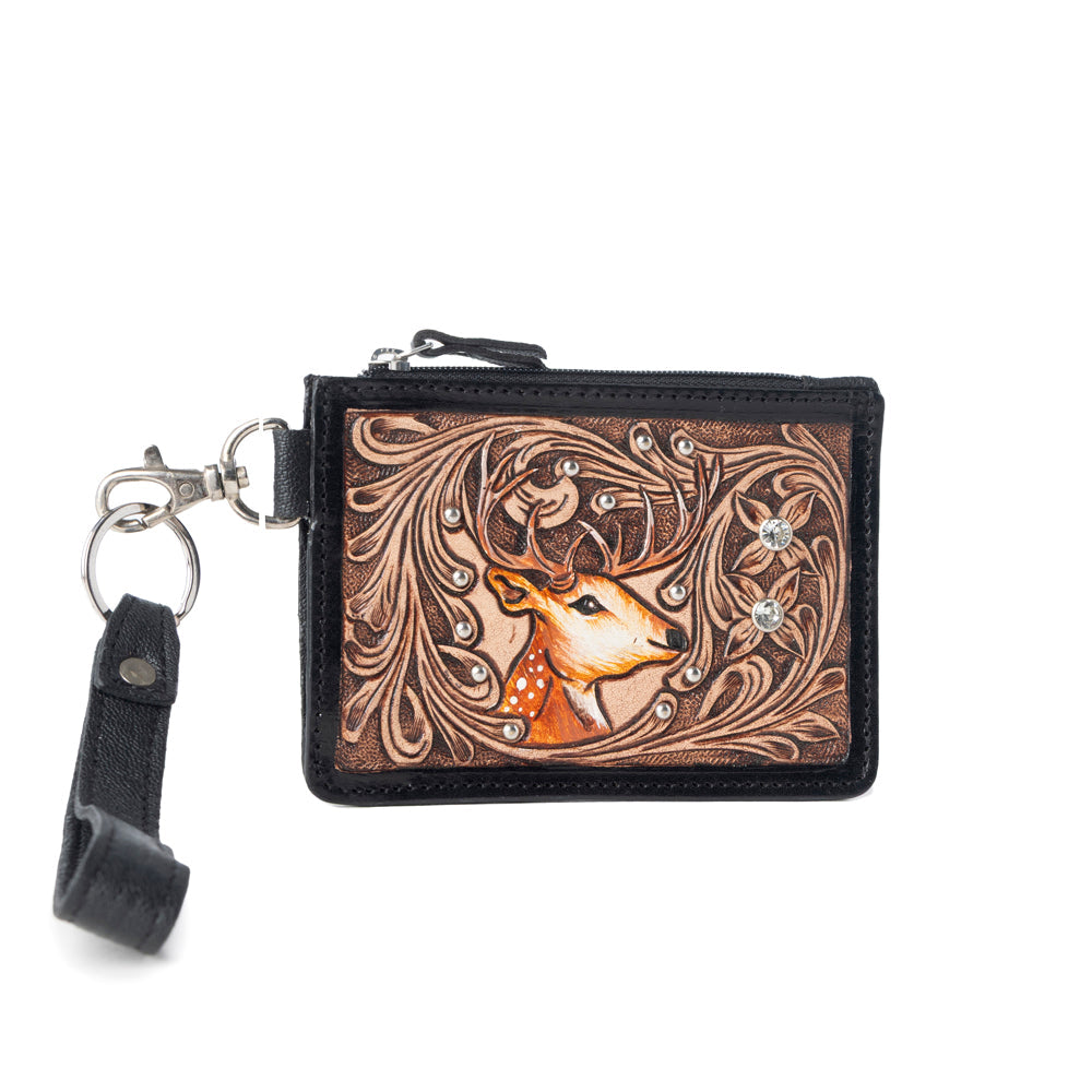 Myra Hand Hewn Western Card Holder for Women in Brown with handtooled detail Myra USA