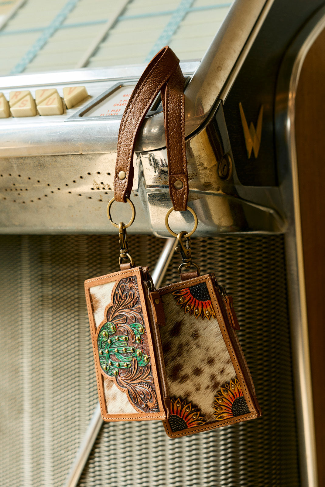 Myra Hand Hewn Western Card Holder for Women in Light Brown with handtooled detail Myra USA