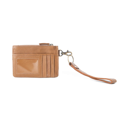 Myra Hand Hewn Western Card Holder for Women in Light Brown with handtooled Cactus detail Myra USA