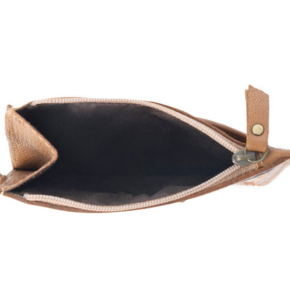 Myra Hand Hewn Western Card Holder for Women in Light Brown with handtooled Cactus detail Myra USA