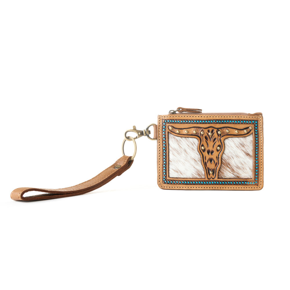 Myra Hand Hewn Western Card Holder for Women in Khaki with hairon detail Myra USA