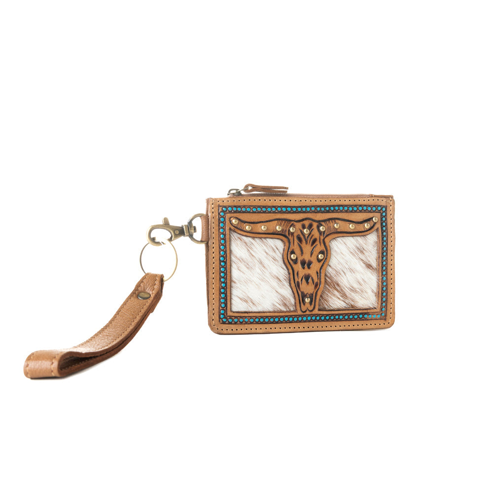 Myra Hand Hewn Western Card Holder for Women in Khaki with hairon detail Myra USA