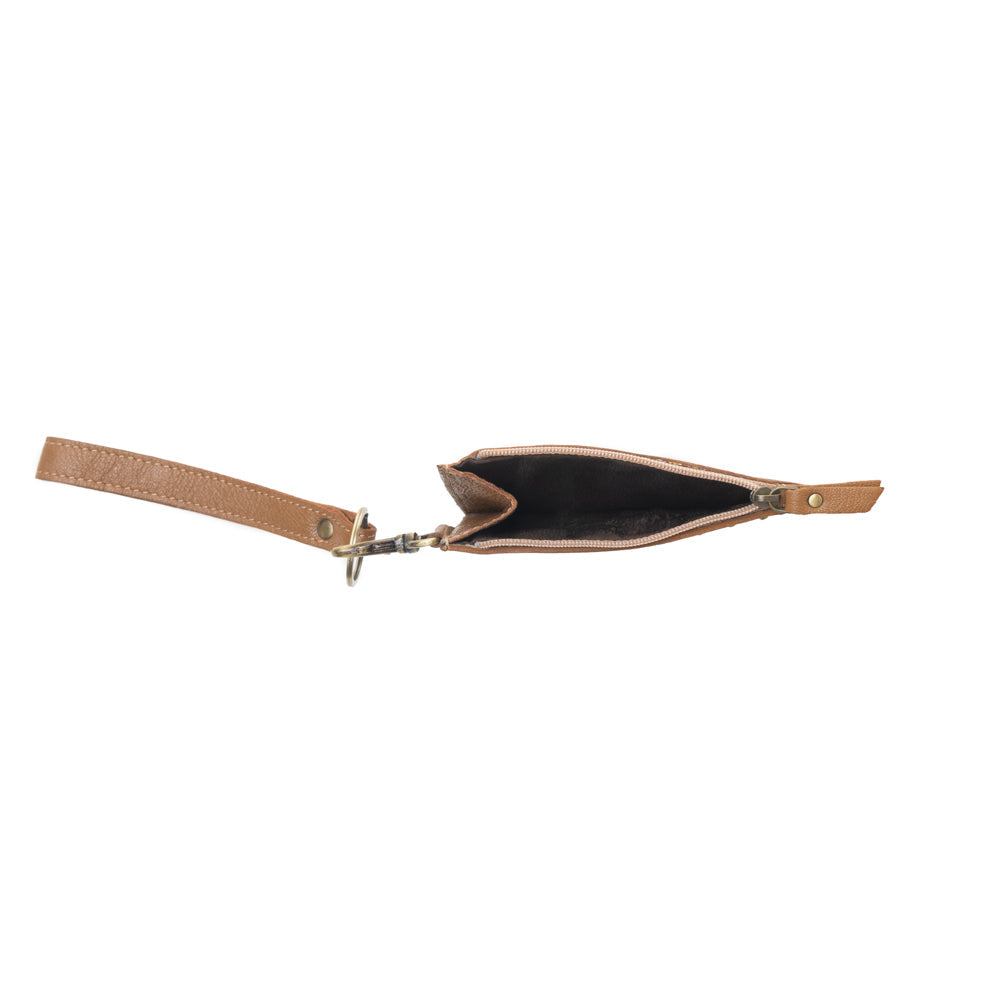 Myra Hand Hewn Western Card Holder for Women in Khaki with hairon detail Myra USA