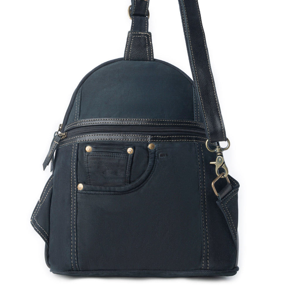 Myra Bandit Denim Fanny Pack Bag for Women in blue with denim and Front Pocket Myra USA