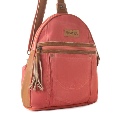 Myra Bandit Denim Fanny Pack Bag for Women in rust with canvas and Front Pocket Myra USA