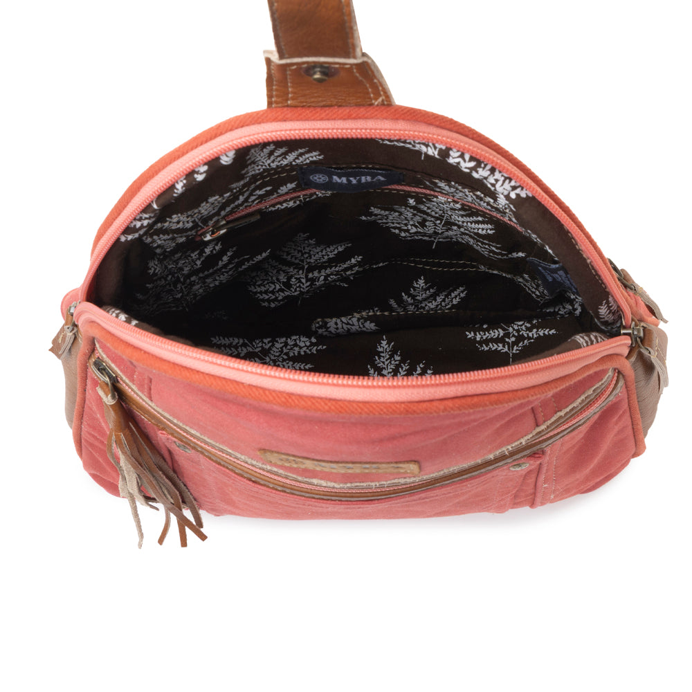 Myra Bandit Denim Fanny Pack Bag for Women in rust with canvas and Front Pocket Myra USA