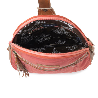 Myra Bandit Denim Fanny Pack Bag for Women in rust with canvas and Front Pocket Myra USA
