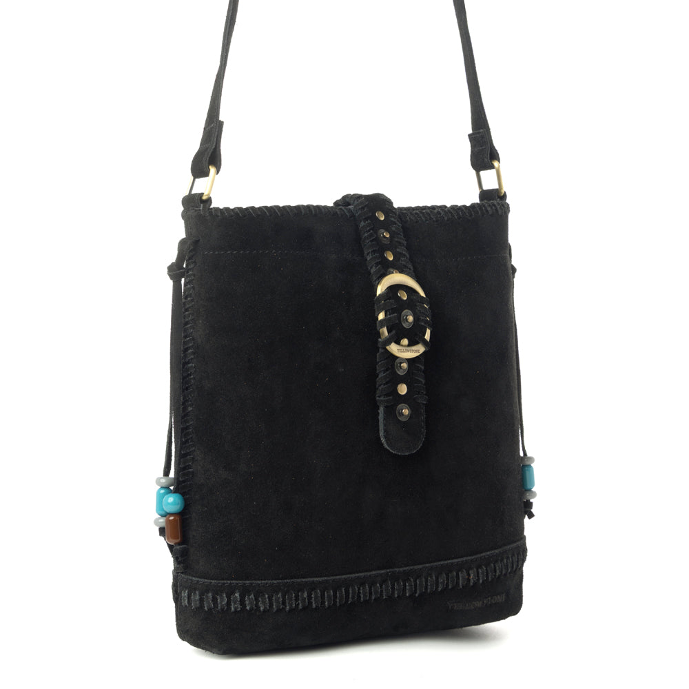 Myra Yellowstone Stonecrest Suede Leather Concealed Carry Bag in Charcoal Black Myra USA