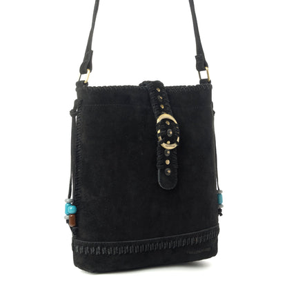 Myra Yellowstone Stonecrest Suede Leather Concealed Carry Bag in Charcoal Black Myra USA