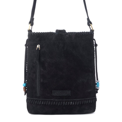 Myra Yellowstone Stonecrest Suede Leather Concealed Carry Bag in Charcoal Black Myra USA