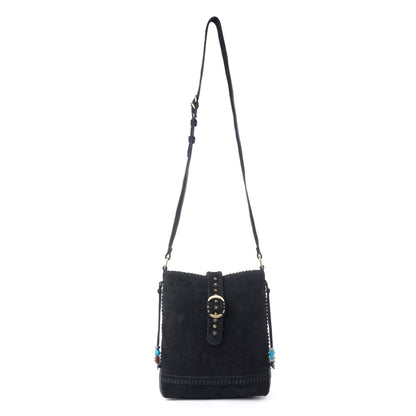 Myra Yellowstone Stonecrest Suede Leather Concealed Carry Bag in Charcoal Black Myra USA