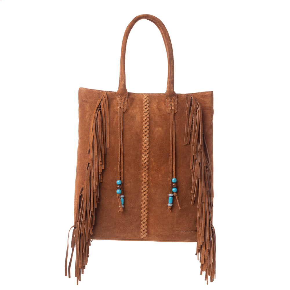 Myra Yellowstone Desert Creek Fringed Suede Leather Concealed Carry Bag in Sand Brown Myra USA