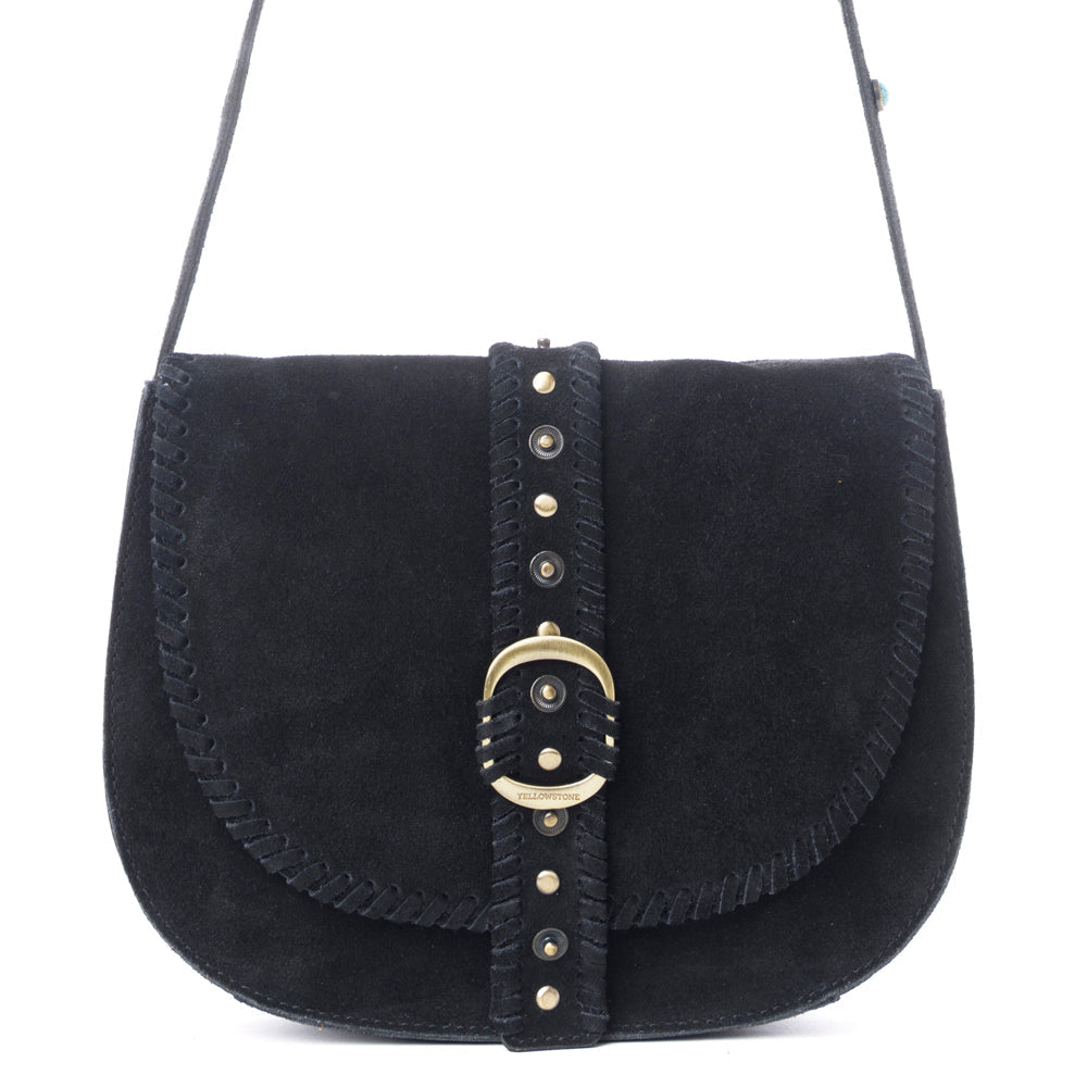 Myra Yellowstone Iron Frontier Suede Leather Bag in Jet Black Myra USA