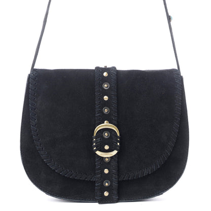 Myra Yellowstone Iron Frontier Suede Leather Bag in Jet Black Myra USA