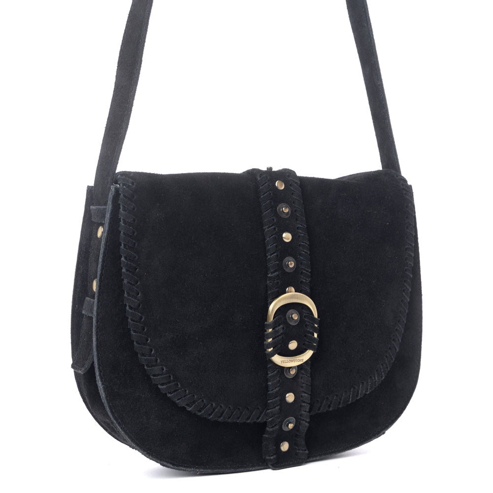 Myra Yellowstone Iron Frontier Suede Leather Bag in Jet Black Myra USA