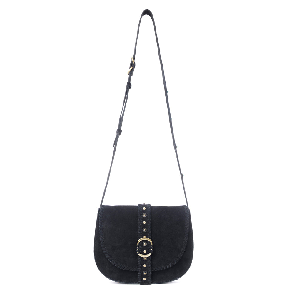 Myra Yellowstone Iron Frontier Suede Leather Bag in Jet Black Myra USA