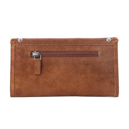 Myra Yellowstone Briar Meadow Studded Suede Leather Women’s Purse in Desert Tan Myra USA